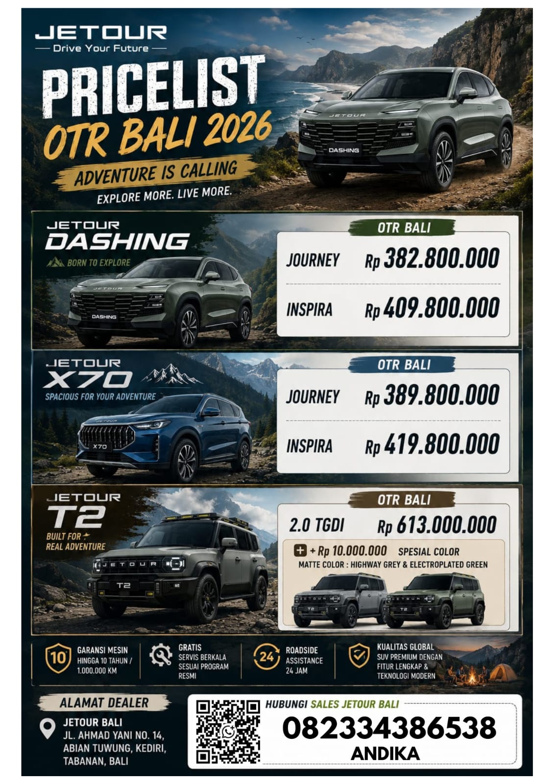 Daftar Harga Jetour Bali